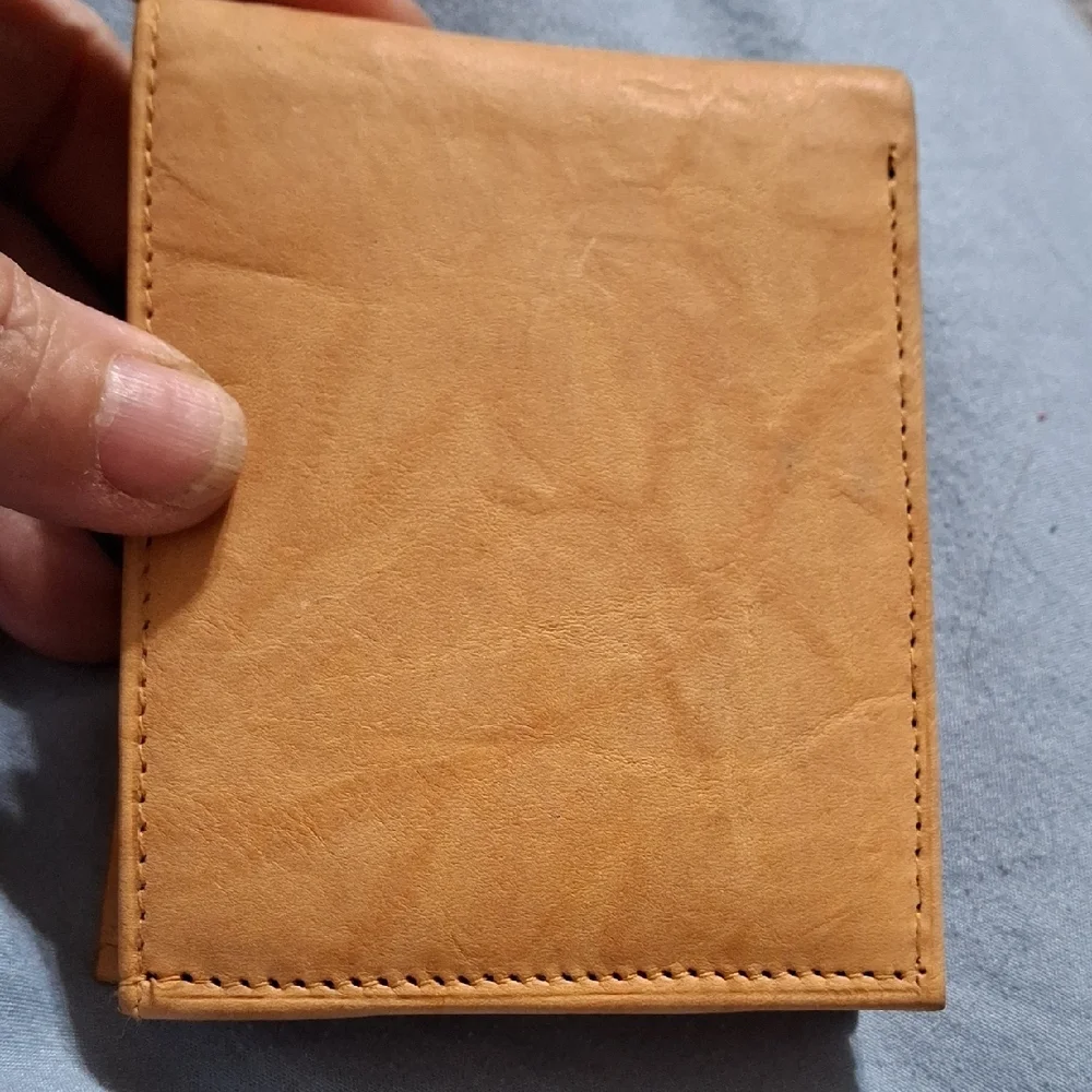Genuine Cowhide Tan Card Holder Wallet